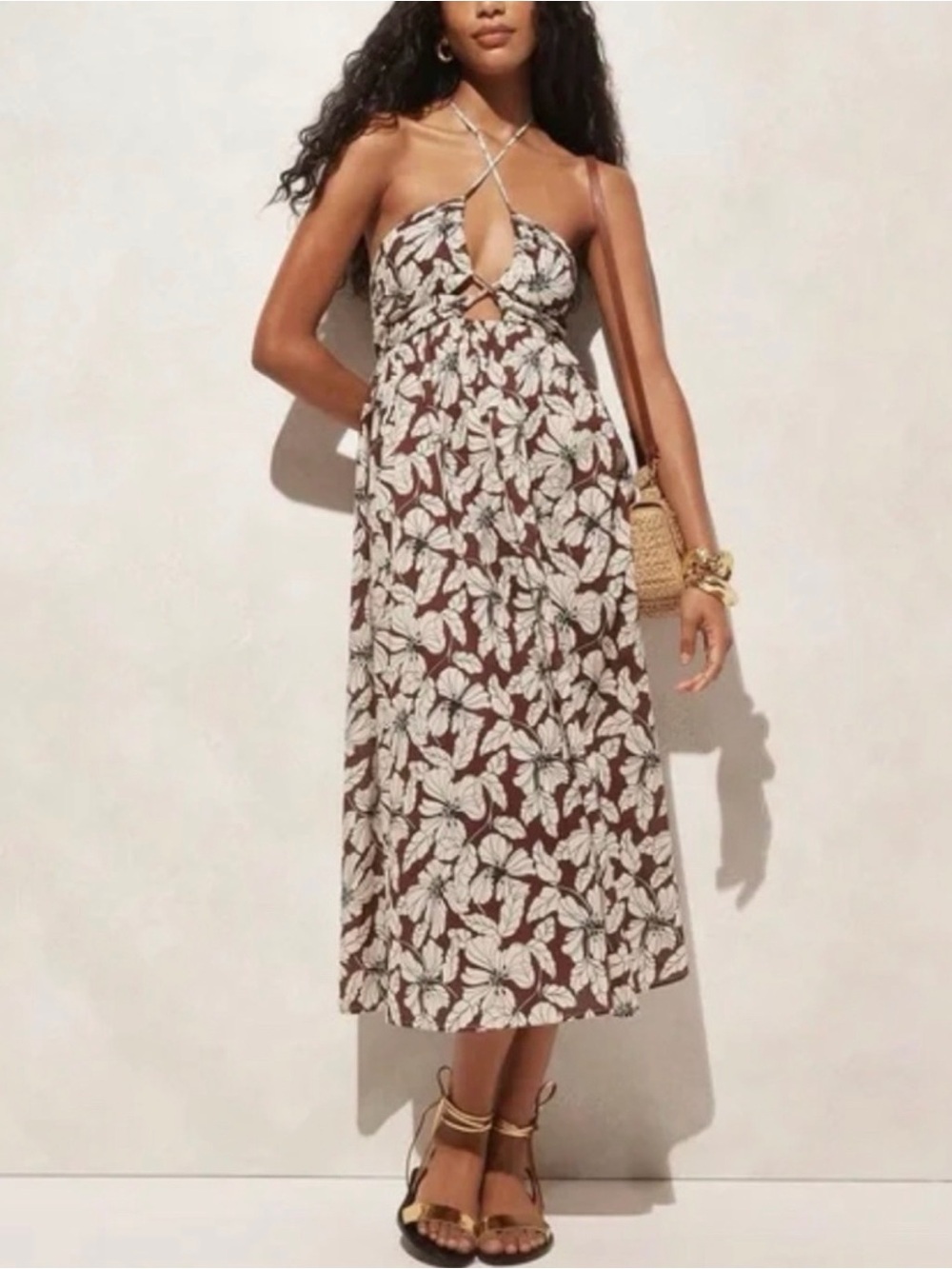 J crew cut out halter Maxi Dress
